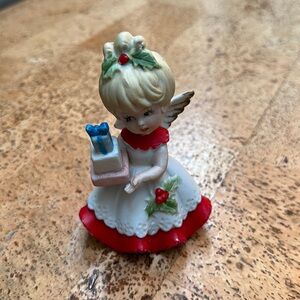 Vintage Homco, ceramic angel holding presents statue